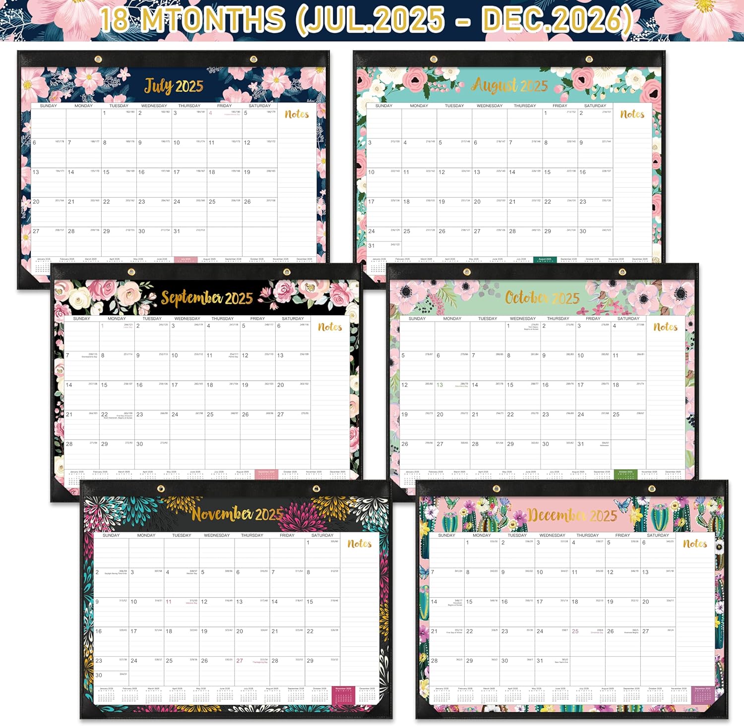 2025-2026 Desk Calendar - July 2025 - December 2026, Calendar 2025-2026, Cover 18 Months Large Monthly Calendar, 22" x 17", Desk Pad - Image 4