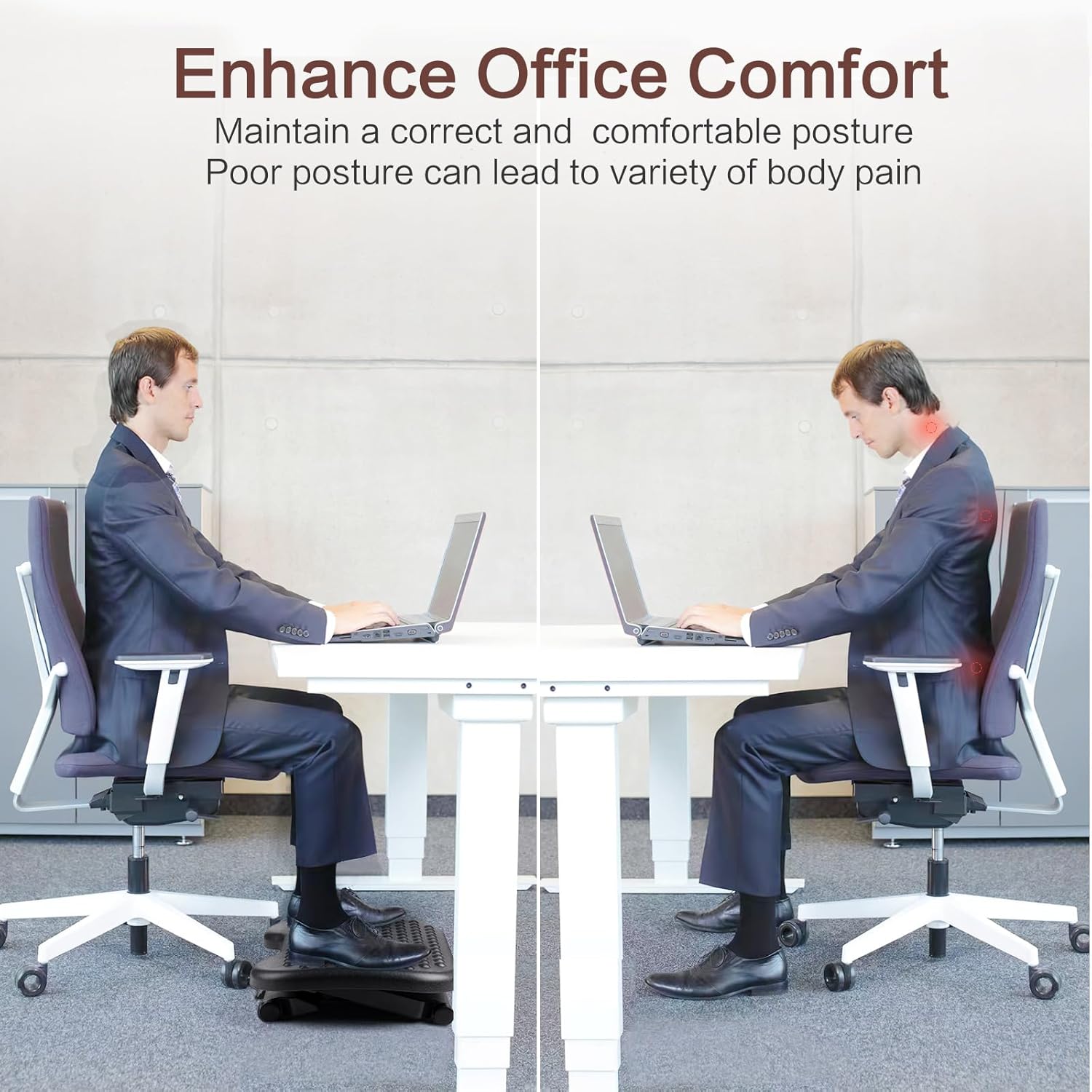 Auslar Foot Rest for Under Desk at Work, Ergonomic Adjustable Foot Rest with Massage Texture Board, Under Desk Foot Stool for Office, Home - Image 5