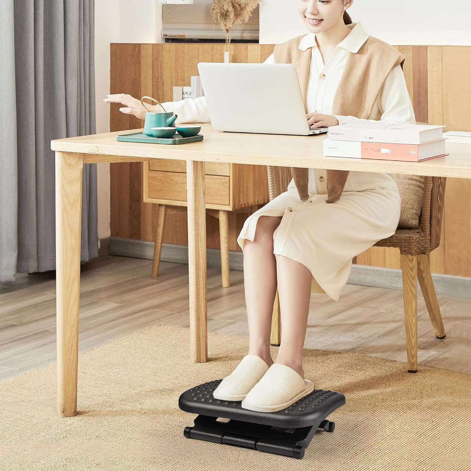 Auslar Foot Rest for Under Desk at Work, Ergonomic Adjustable Foot Rest with Massage Texture Board, Under Desk Foot Stool for Office, Home - Image 7