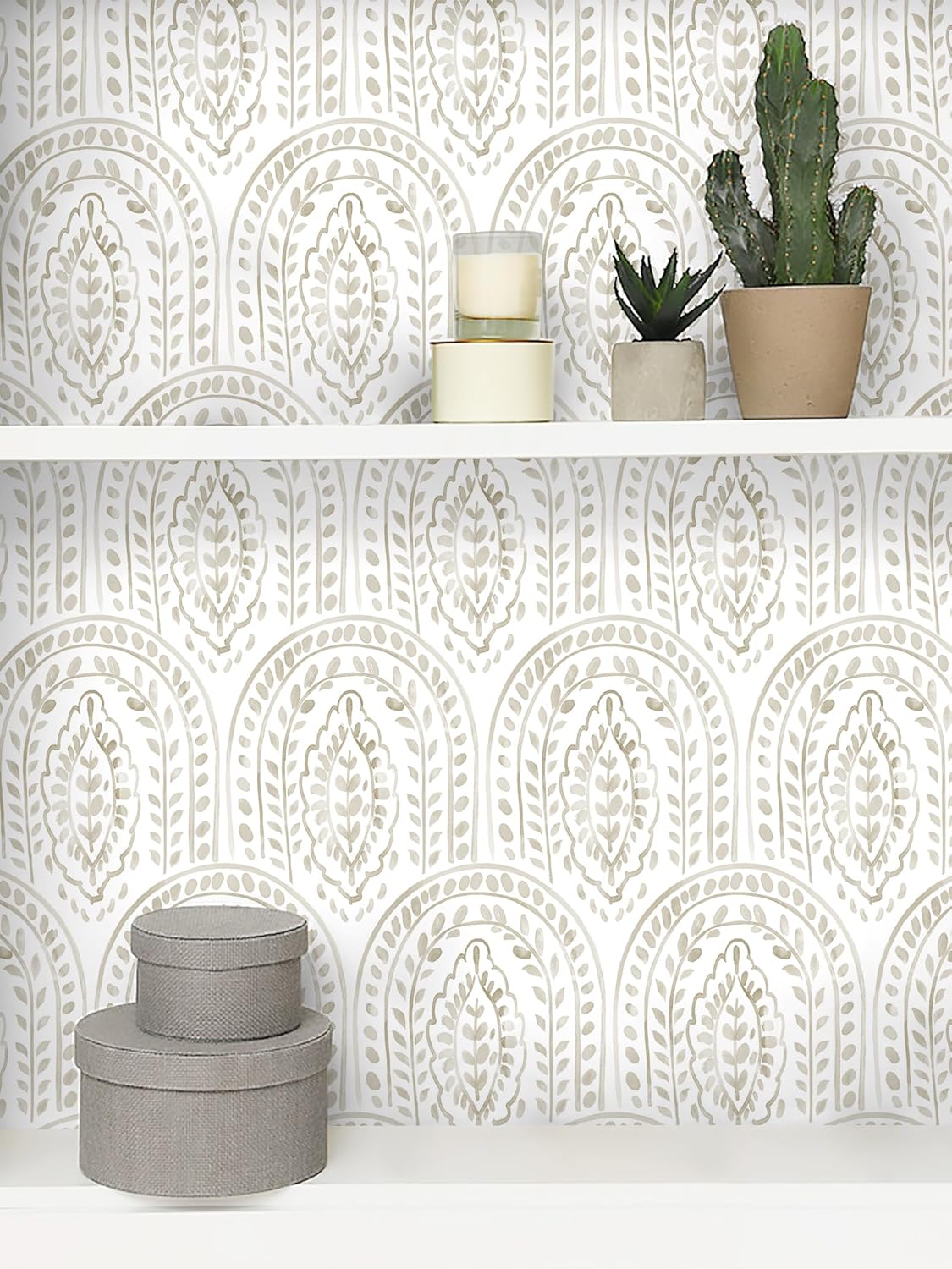 EeeComing Peel and Stick Wallpaper Boho Modern Wall Paper Peel and Stick Removable Contact Paper Self Adhesive Wallpapers for Bedroom and Bathroom Wallpaper Cabinet Shelf Liner Vinyl 118.1 "x17.3 - Image 5