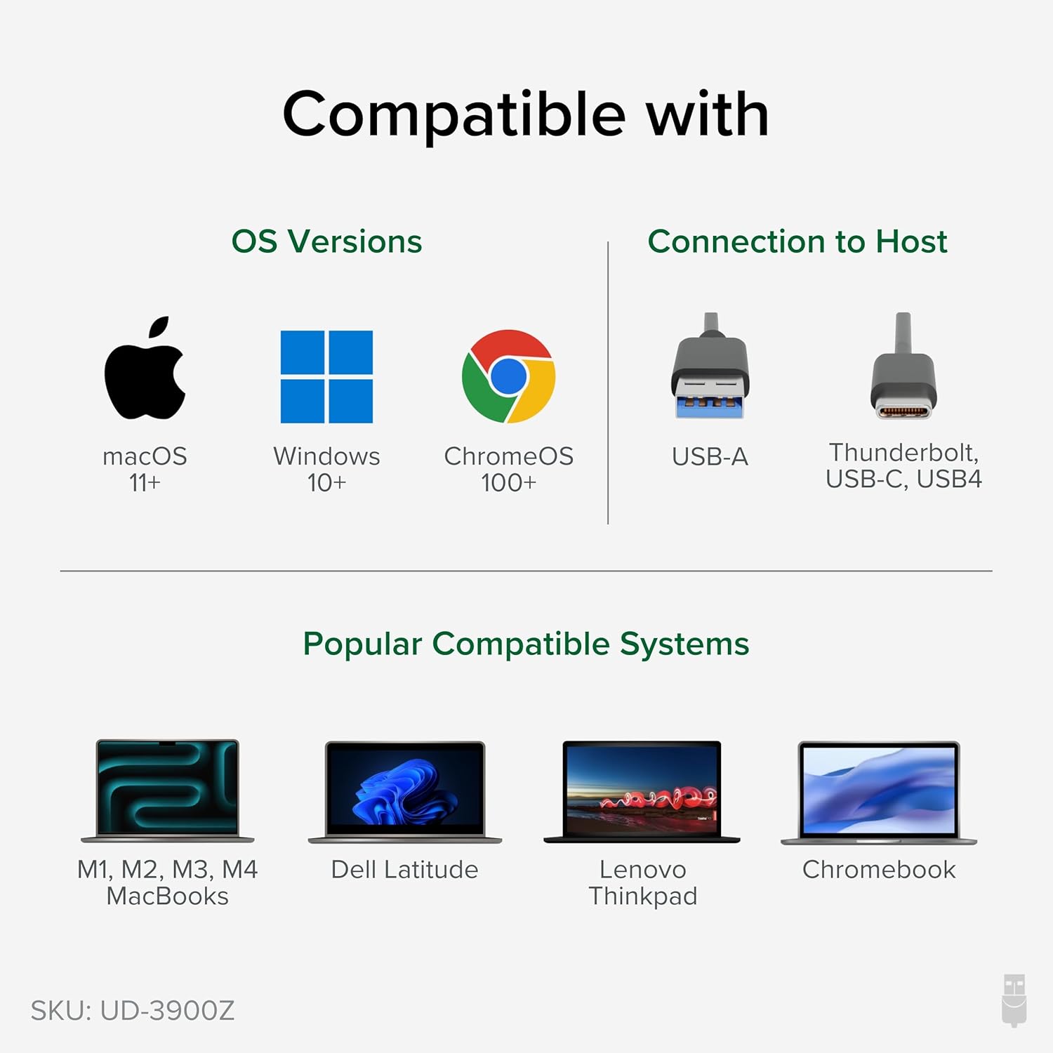 Plugable USB 3.0 and USB-C Universal Laptop Docking Station with 2 HDMI Ports for Windows, Mac, and ChromeOS (Gigabit Ethernet, Audio) - Image 6